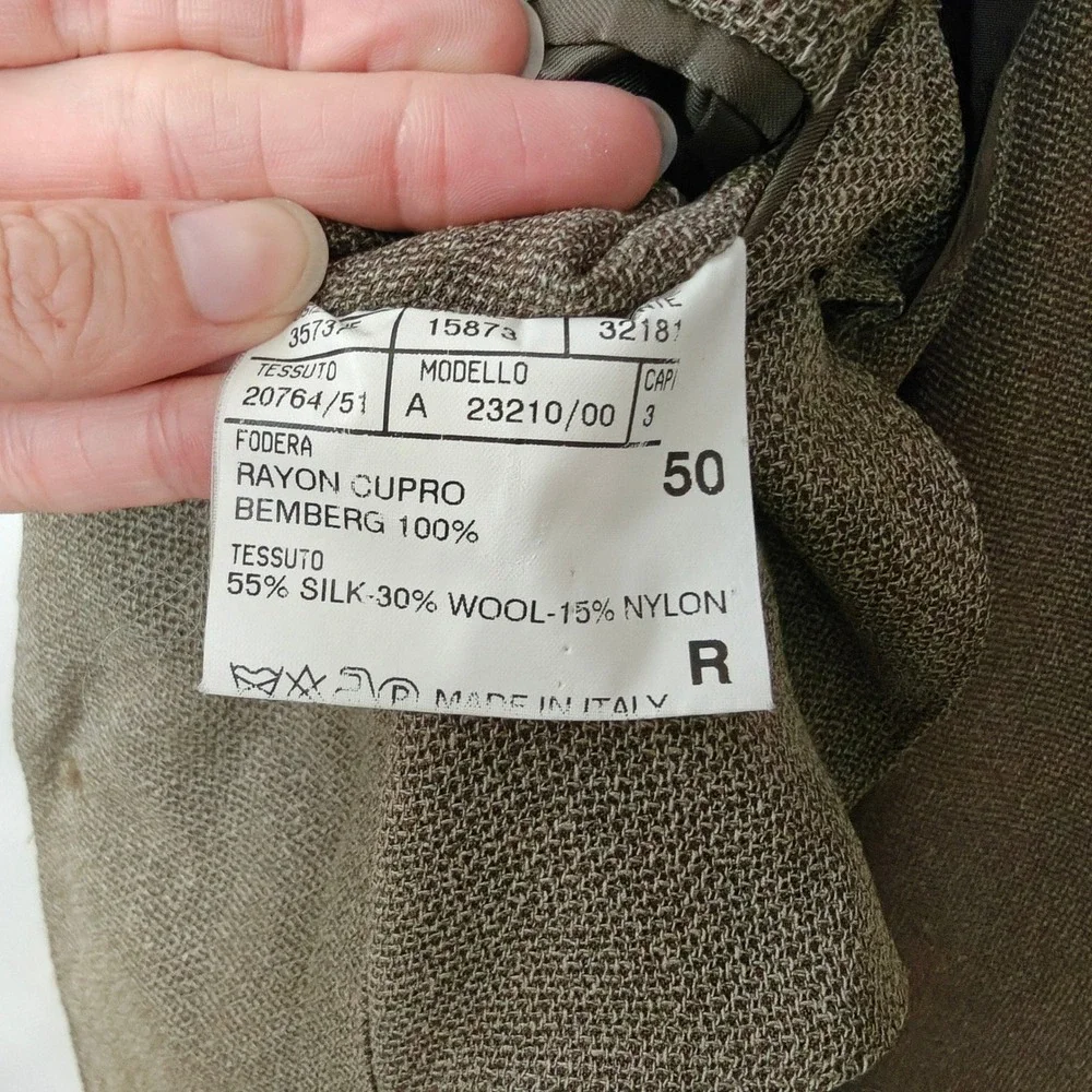 Canali Mens Blazer 50 40 US Brown Silk Wool Two Button Textured Italian Luxury